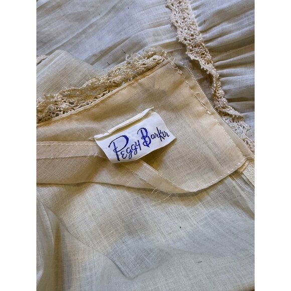 Vintage 70s Ivory Boho Praire Cottagecore Tiered Maxi Dress Crochet Bell Sleeves - Picture 13 of 16